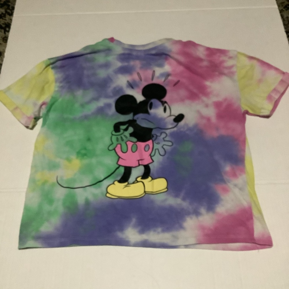 Disney “The Original” Mickey Tie Die Crop Tee Sz S 📦M1